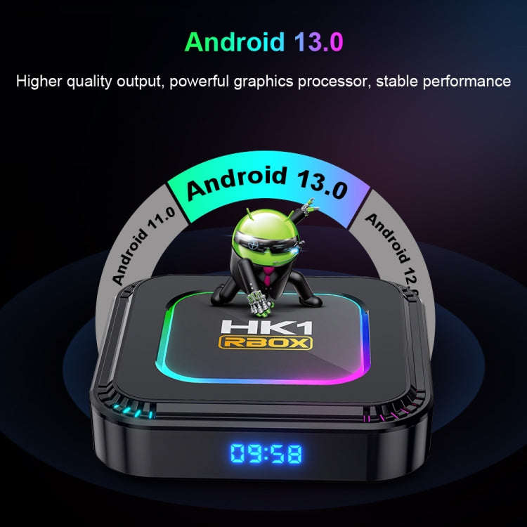 HK1 RBOX K8 8K Android 13.0 Smart TV Box with Remote Control, 4GB+32GB, RK3528 Quad-Core(AU Plug)
