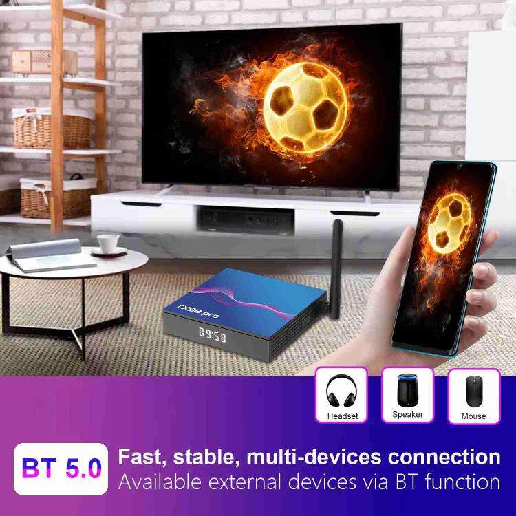 TX98 Pro 4K Ultra HD Android 14.0 Smart TV Box with Remote Control, 4GB+32GB, Allwinner H616 Quad...