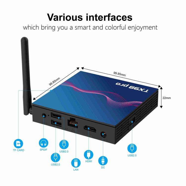 TX98 Pro 4K Ultra HD Android 14.0 Smart TV Box with Remote Control, 4GB+32GB, Allwinner H616 Quad...