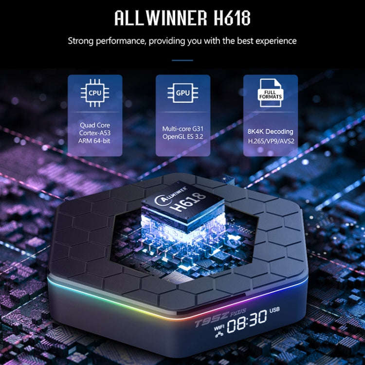 T95Z Plus 8K WiFi6 Android 12.0 Smart TV Box with Remote Control, 2GB+16GB, Allwinner H618 Quad-C...