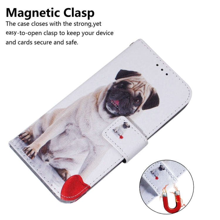 For Motorola Moto G04s / Moto E14 Coloured Drawing Flip Leather Phone Case(Pug)