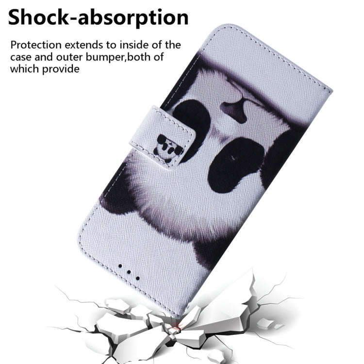 For Motorola Moto G04s / Moto E14 Coloured Drawing Flip Leather Phone Case(Panda)
