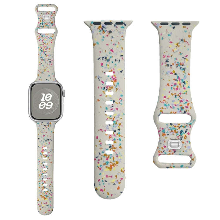 For Apple Watch Serie 7 41mm Floral Silicone Watch Band(Starlight)