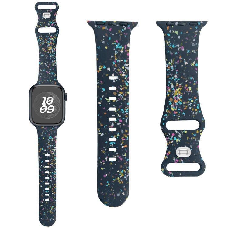 For Apple Watch Serie 3 38mm Floral Silicone Watch Band(Blue)