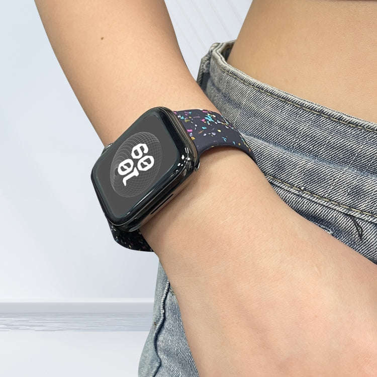 For Apple Watch Serie 3 38mm Floral Silicone Watch Band(Blue)