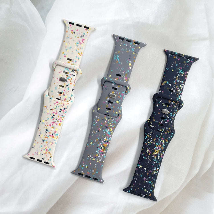 For Apple Watch Serie 7 41mm Floral Silicone Watch Band(Starlight)