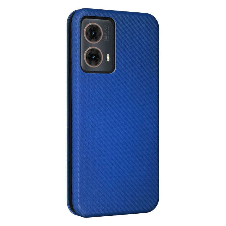 For Motorola Moto G85 Carbon Fiber Texture Flip Leather Phone Case(Blue)