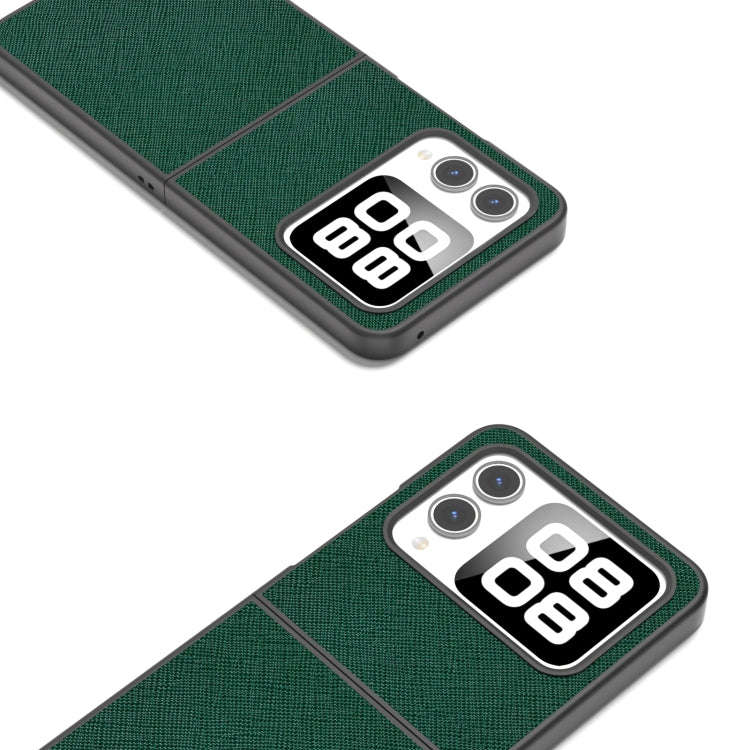 For Huawei nova Flip ABEEL Cross Texture Genuine Leather Phone Case(Green)