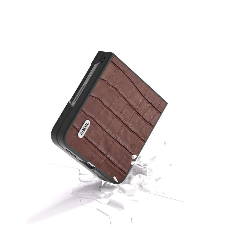 For Huawei nova Flip ABEEL Crocodile Texture Genuine Leather Phone Case(Brown)