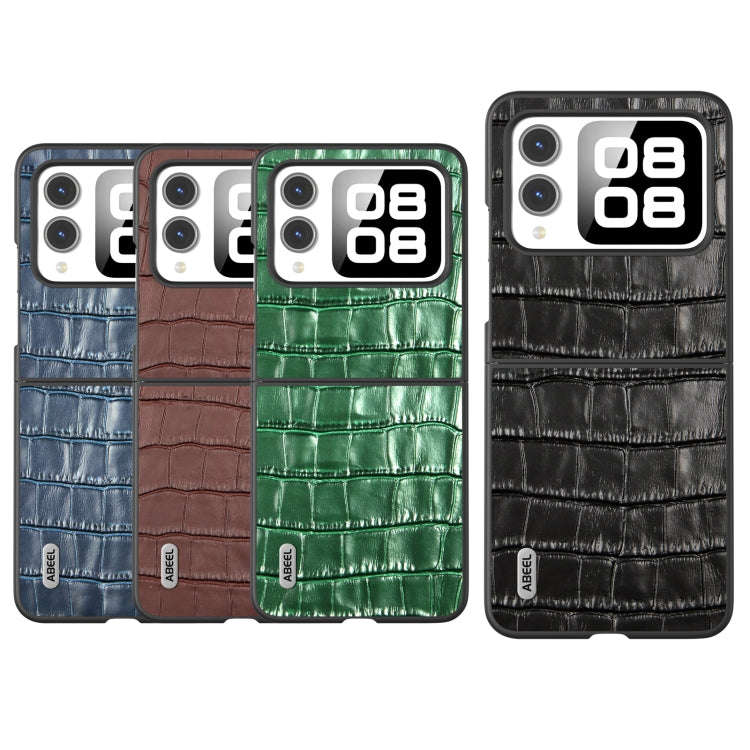 For Huawei nova Flip ABEEL Crocodile Texture Genuine Leather Phone Case(Brown)