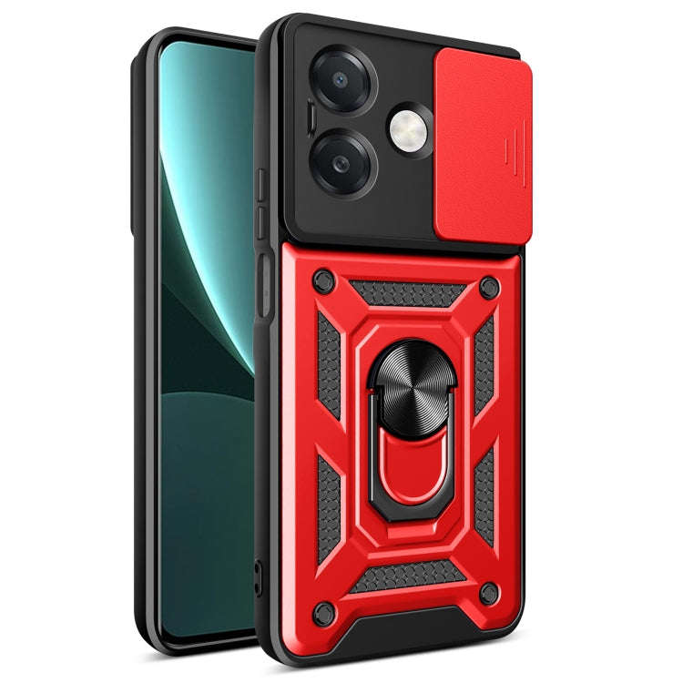 For OPPO A3x 5G India / A3x 4G Sliding Camera Cover Design TPU+PC Phone Case(Red)