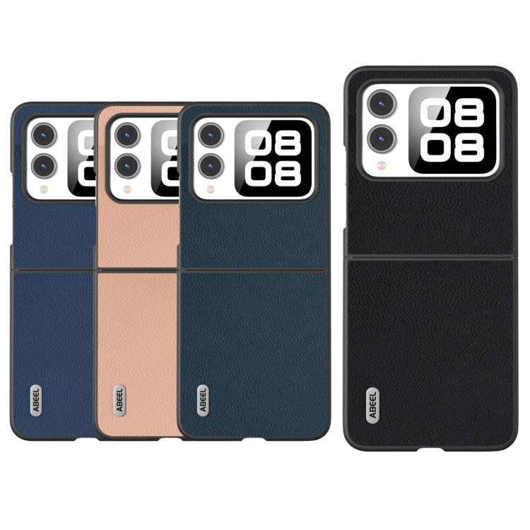 For Huawei nova Flip ABEEL Genuine Leather + PC Litchi Texture Phone Case(Black)