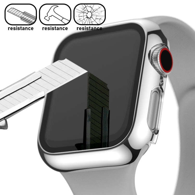 For Apple Watch Series 5 & 4 44mm Full Coverage Plating Glass Case(Silver)