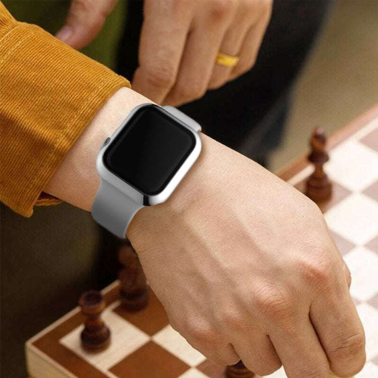 For Apple Watch Series 5 & 4 44mm Full Coverage Plating Glass Case(Silver)