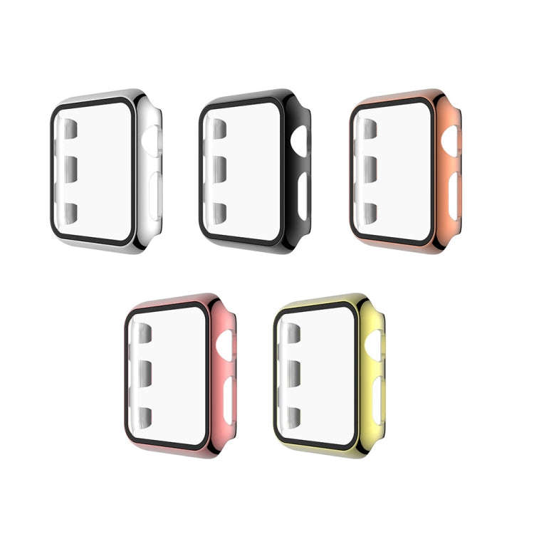 For Apple Watch Series 3 & 2 & 1  42mm Electroplated PC Case + Tempered Film Integrated Protectiv...