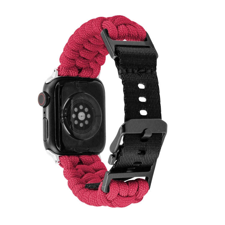 For Apple Watch Series 6 40mm Paracord Plain Braided Webbing Buckle Watch Band(Red)