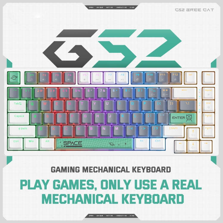 ONIKUMA G52 82 Keys RGB Lighting Wired Mechanical Keyboard, Type:Brown Switch(White)