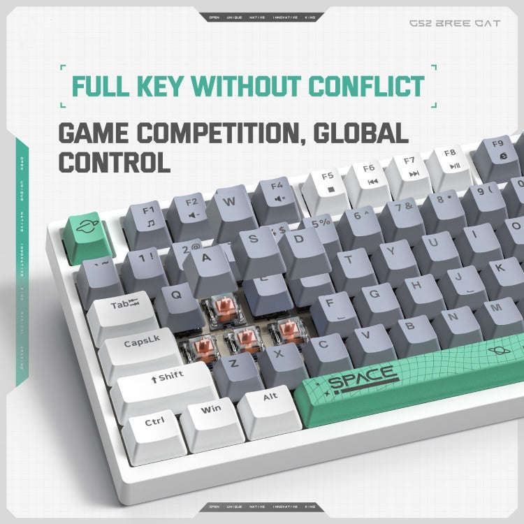 ONIKUMA G52 82 Keys RGB Lighting Wired Mechanical Keyboard, Type:Brown Switch(White)