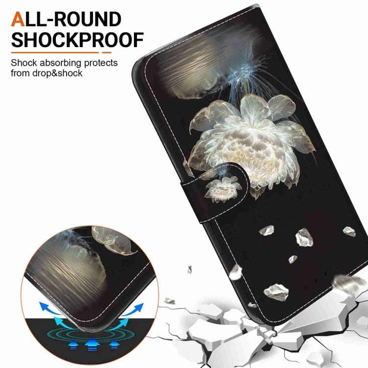 For Motorola Moto G04s / Moto E14 Crystal Texture Colored Drawing Leather Phone Case(Crystal Peony)