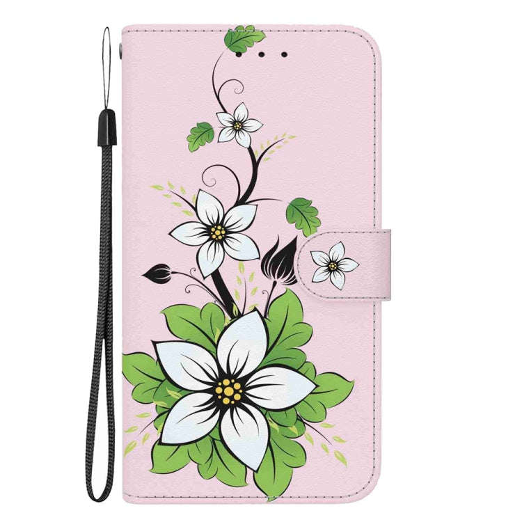 For Motorola Moto G04s / Moto E14 Crystal Texture Colored Drawing Leather Phone Case(Lily)