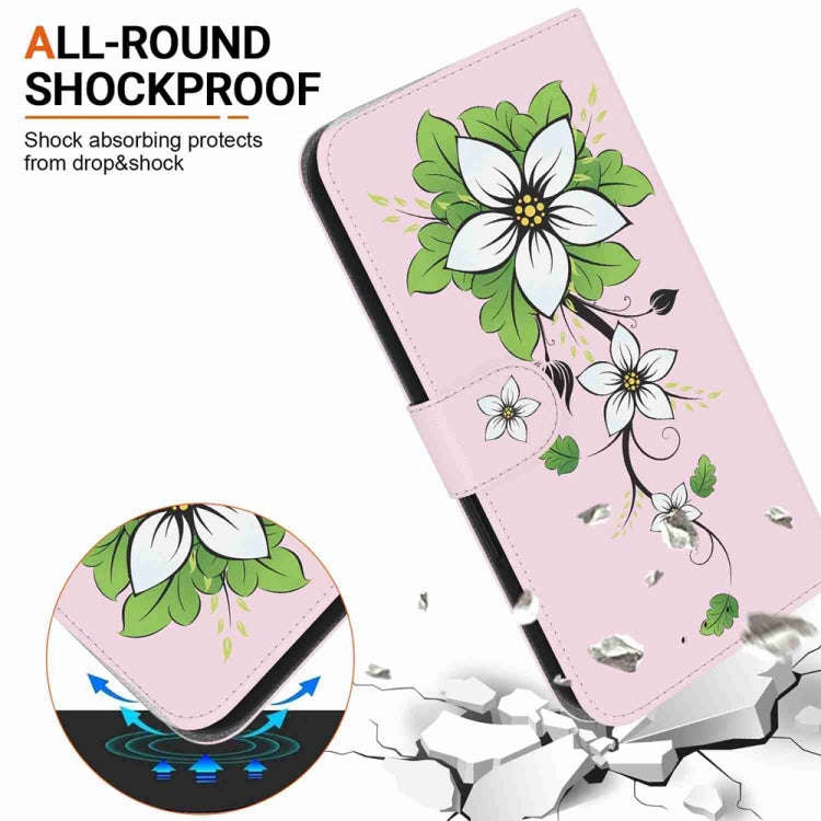 For Motorola Moto G04s / Moto E14 Crystal Texture Colored Drawing Leather Phone Case(Lily)