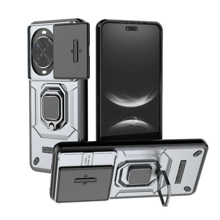 For Huawei nova 14 Pro 5G Sliding Camshield TPU + PC Shockproof Phone Case with Holder(Grey)