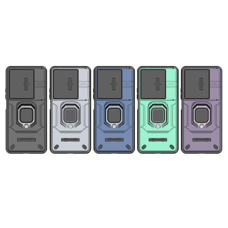 For Huawei nova 14 Pro 5G Sliding Camshield TPU + PC Shockproof Phone Case with Holder(Grey)