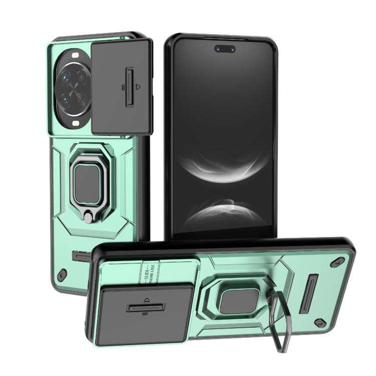For Huawei nova 14 Pro 5G Sliding Camshield TPU + PC Shockproof Phone Case with Holder(Green)
