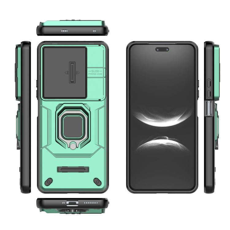 For Huawei nova 14 Pro 5G Sliding Camshield TPU + PC Shockproof Phone Case with Holder(Green)