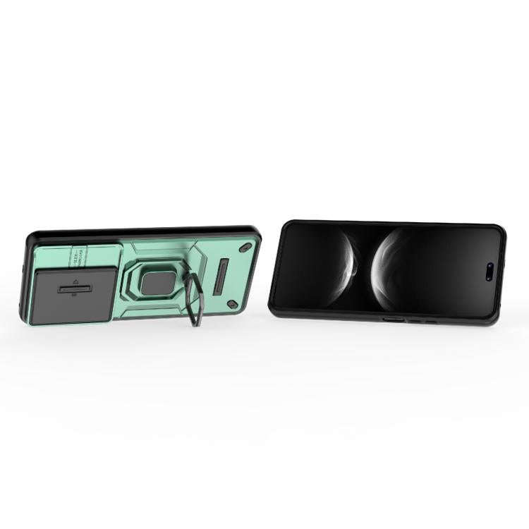 For Huawei nova 14 Pro 5G Sliding Camshield TPU + PC Shockproof Phone Case with Holder(Green)