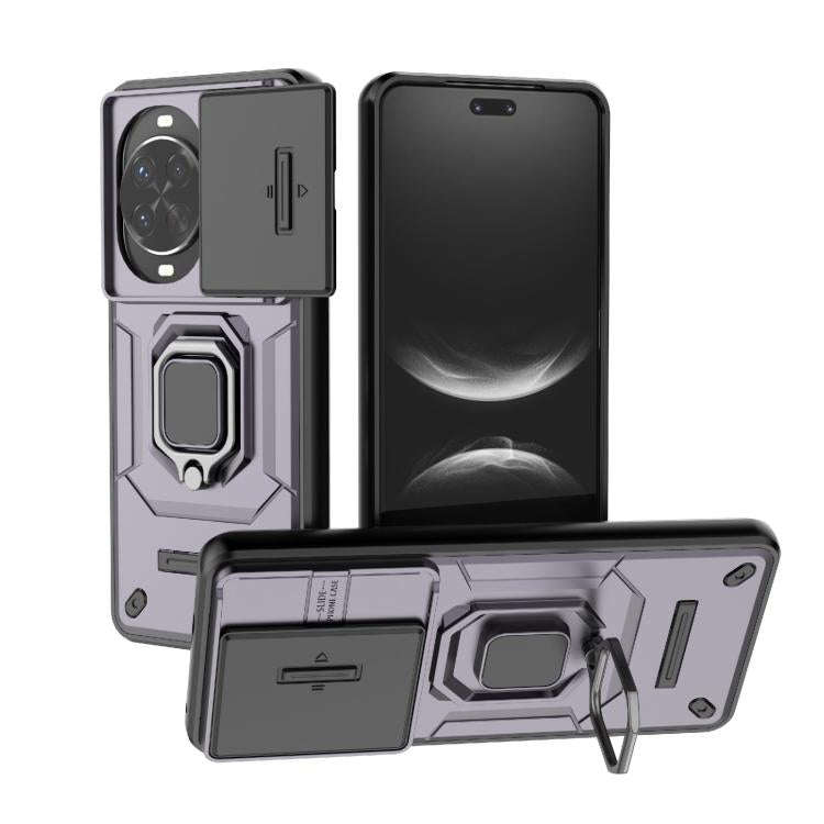 For Huawei nova 14 Pro 5G Sliding Camshield TPU + PC Shockproof Phone Case with Holder(Purple)
