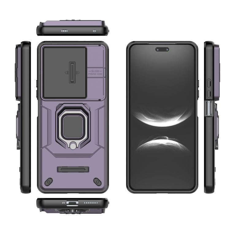 For Huawei nova 14 Pro 5G Sliding Camshield TPU + PC Shockproof Phone Case with Holder(Purple)