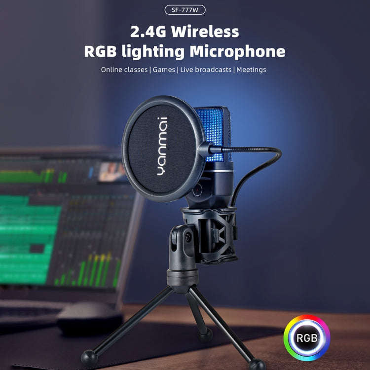 Yanmai SF-777W 2.4G Wireless Gaming Desktop Microphone with RGB Light & Blowout Net