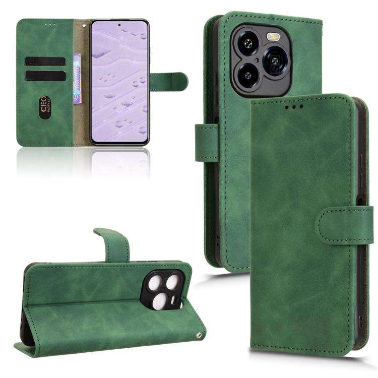 For Oukitel C65 / C65 Pro Skin Feel Magnetic Flip Leather Phone Case(Green)