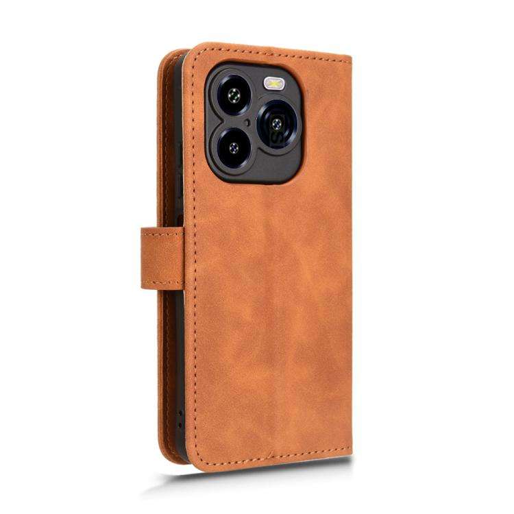 For Oukitel C65 / C65 Pro Skin Feel Magnetic Flip Leather Phone Case(Brown)