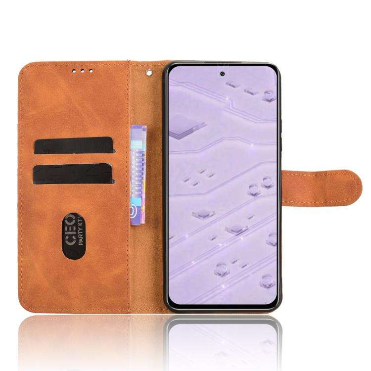 For Oukitel C65 / C65 Pro Skin Feel Magnetic Flip Leather Phone Case(Brown)