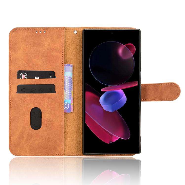 For Oukitel C62 / C62 Pro Skin Feel Magnetic Flip Leather Phone Case(Brown)