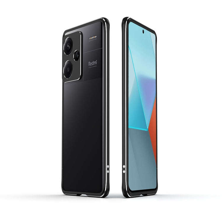 For Xiaomi Redmi Note 13 Pro+ Aurora Series Lens Protector + Metal Frame Phone Case(Black Silver)