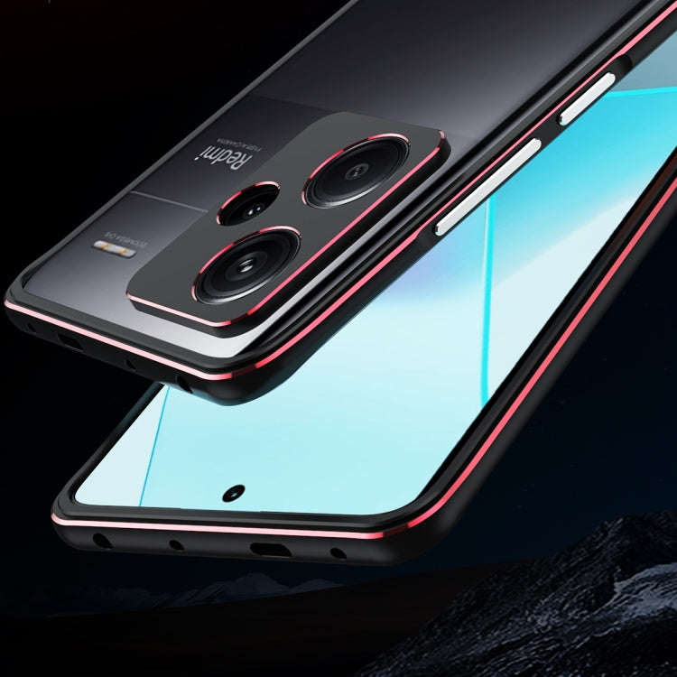 For Xiaomi Redmi Note 13 Pro+ Aurora Series Lens Protector + Metal Frame Phone Case(Black Silver)