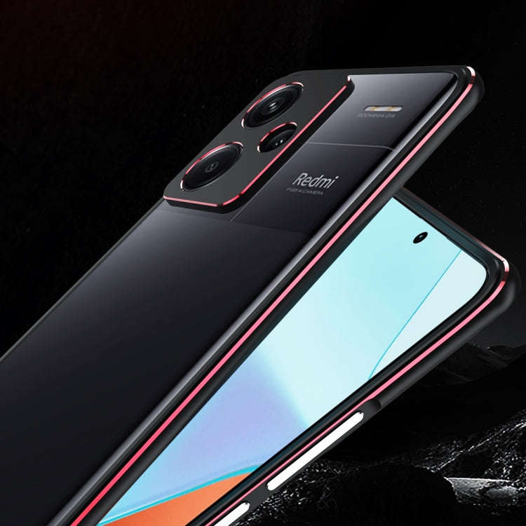 For Xiaomi Redmi Note 13 Pro+ Aurora Series Lens Protector + Metal Frame Phone Case(Black Silver)