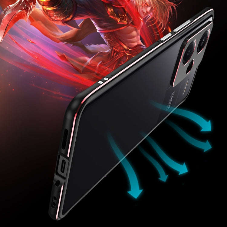 For Xiaomi Redmi Note 13 Pro+ Aurora Series Lens Protector + Metal Frame Phone Case(Black Silver)