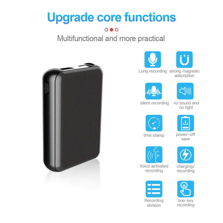 JNN Q75 Magnetic Smart Voice Recorder, Memory:64GB(Black)