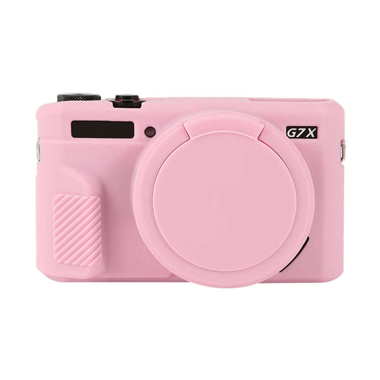 For Canon PowerShot G7 X Mark II / G7X2 Soft Silicone Protective Case with Lens Cover(Pink)