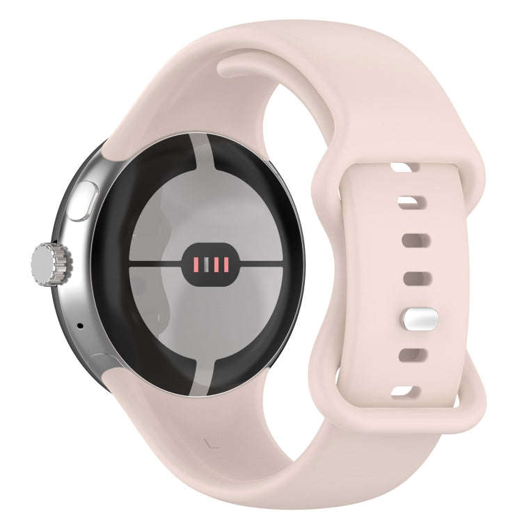 For Google Pixel Watch 4 / 3 / 2 / 1 41mm Solid Color Silicone Watch Band, Size:L Size(Pink)