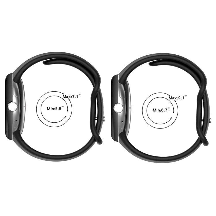 For Google Pixel Watch 4 / 3 / 2 / 1 41mm Solid Color Silicone Watch Band, Size:L Size(Black)