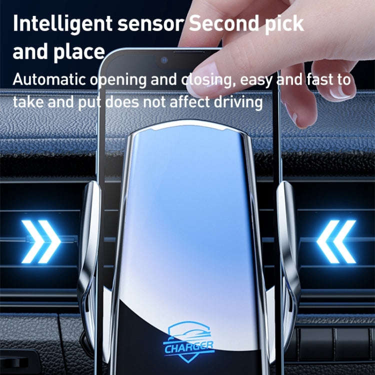 Q3S Infrared lnduction Wireless Fast Charging Air Outlet Car Holder(Silver)
