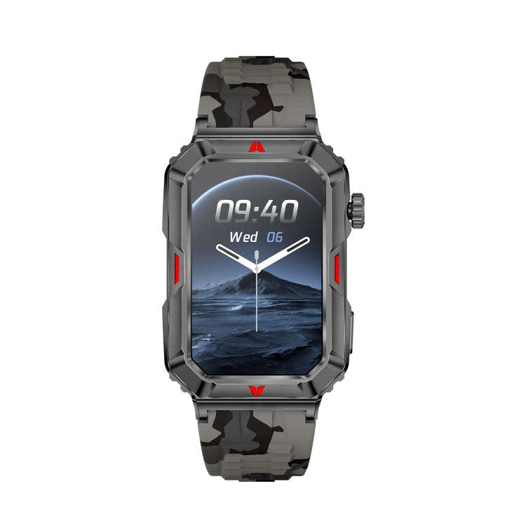 CF26 1.57inch BT5.2 Smart Bracelet Support Sleep Detection, Style:Silicone Strap(Camo Black)