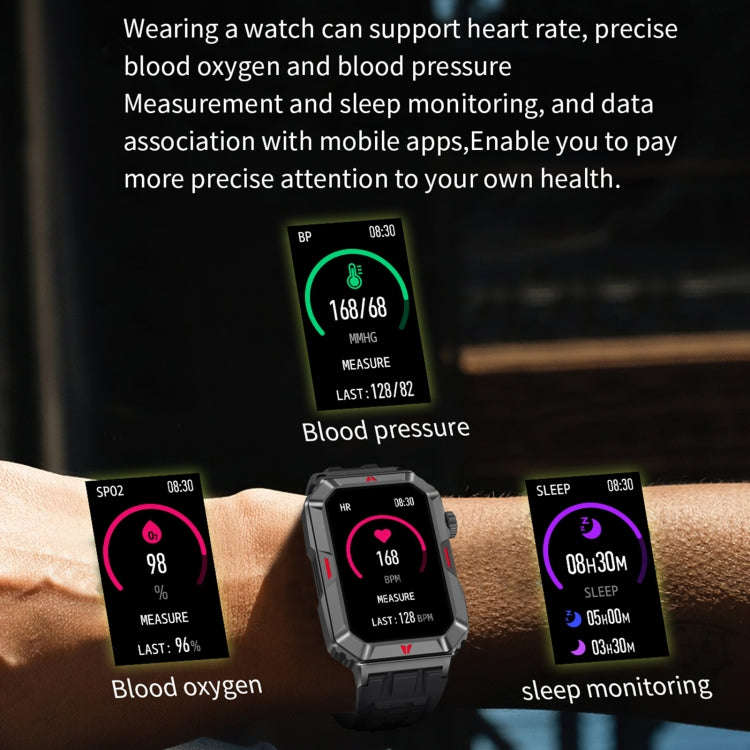 CF26 1.57inch BT5.2 Smart Bracelet Support Sleep Detection, Style:Silicone Strap(Camo Silver)