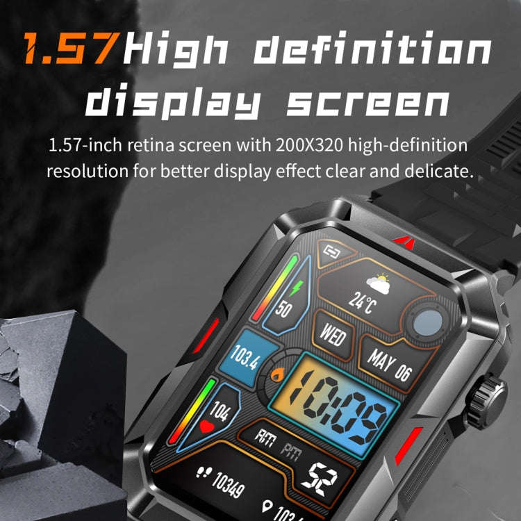 CF26 1.57inch BT5.2 Smart Bracelet Support Sleep Detection, Style:Silicone Strap(Black)