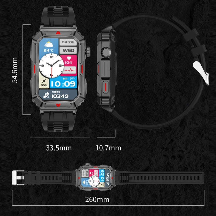 CF26 1.57inch BT5.2 Smart Bracelet Support Sleep Detection, Style:Silicone Strap(Camo Silver)
